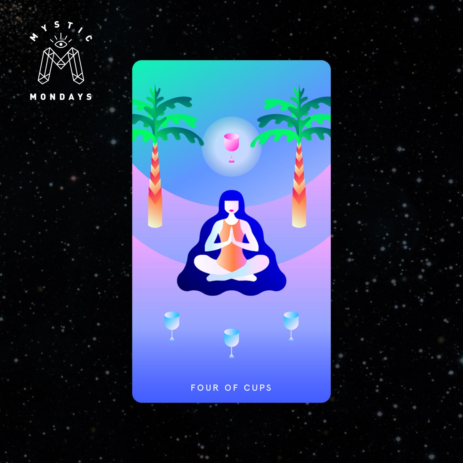 Four of Cups Tarot Card Cheat Sheet Reference Guide