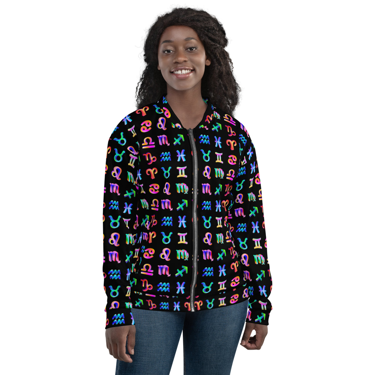 Zodiac Sign Symbols Bomber Jacket