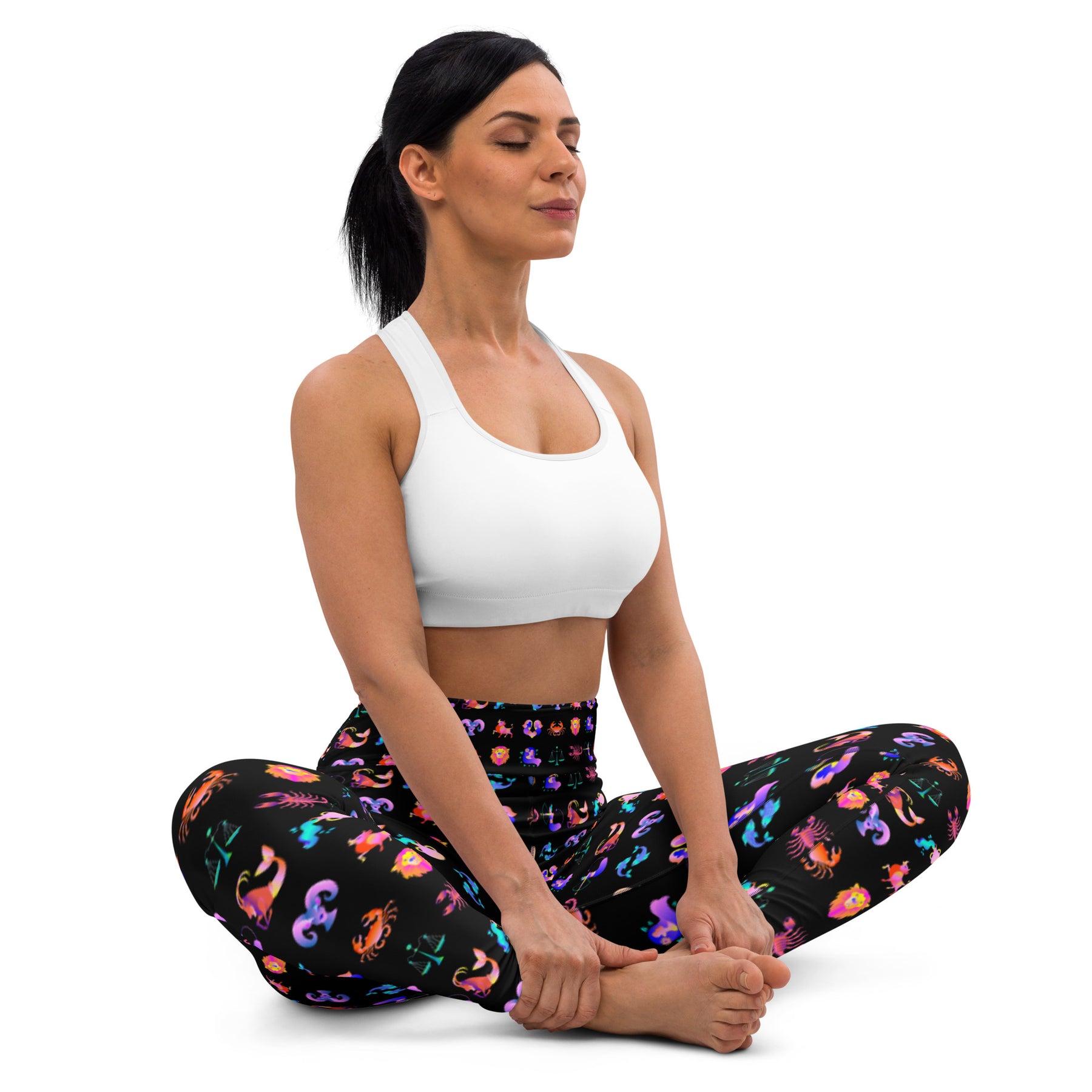Zodiac Sign Illustration Yoga Leggings