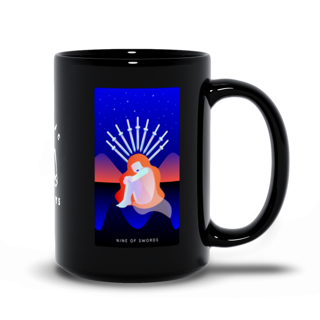 Nine of Swords Black Mug