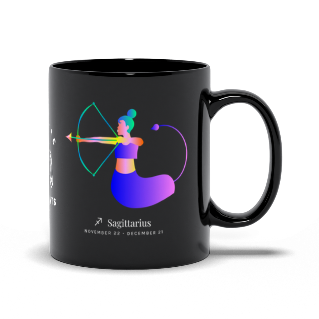 Sagittarius Zodiac Black Mug