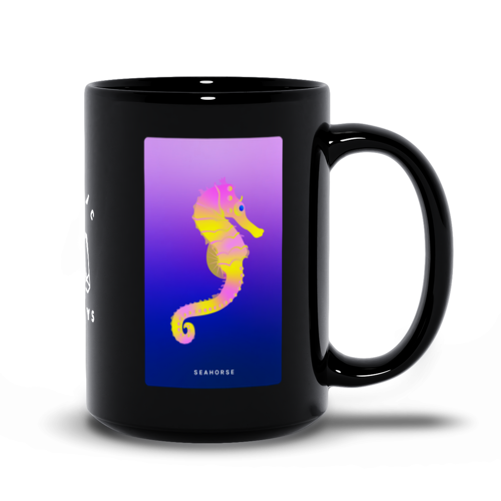 Seahorse Black Mug