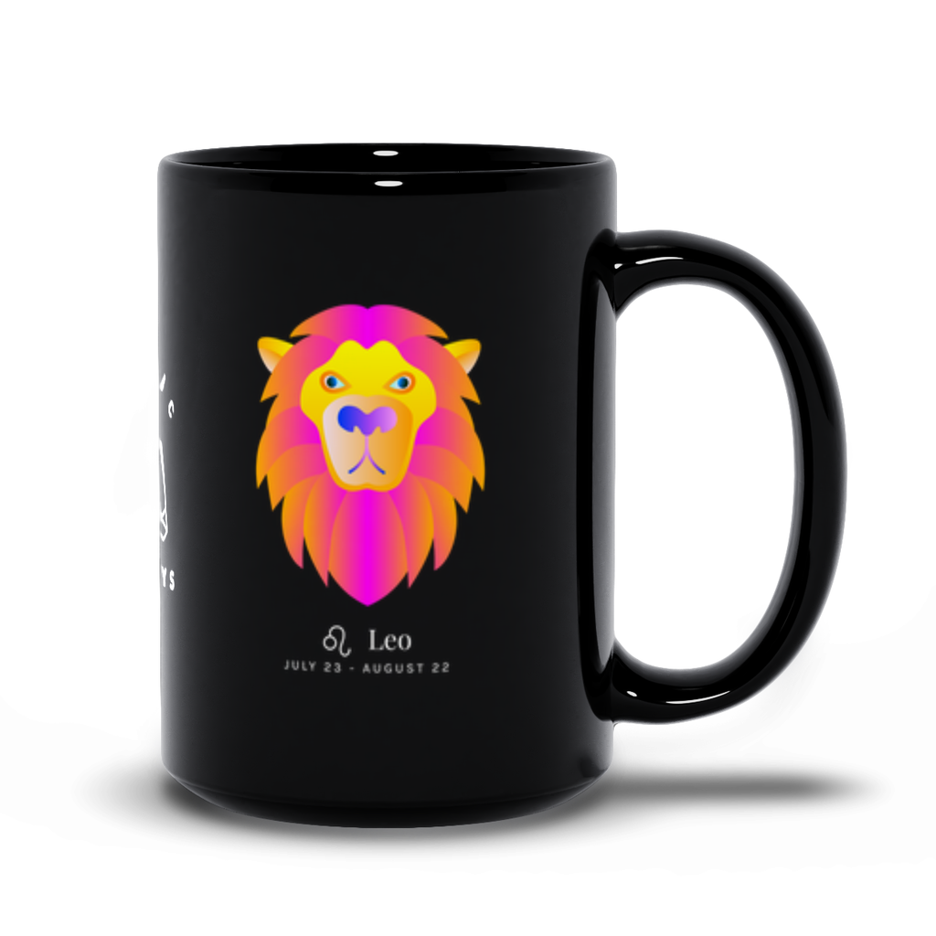 Leo Zodiac Black Mug