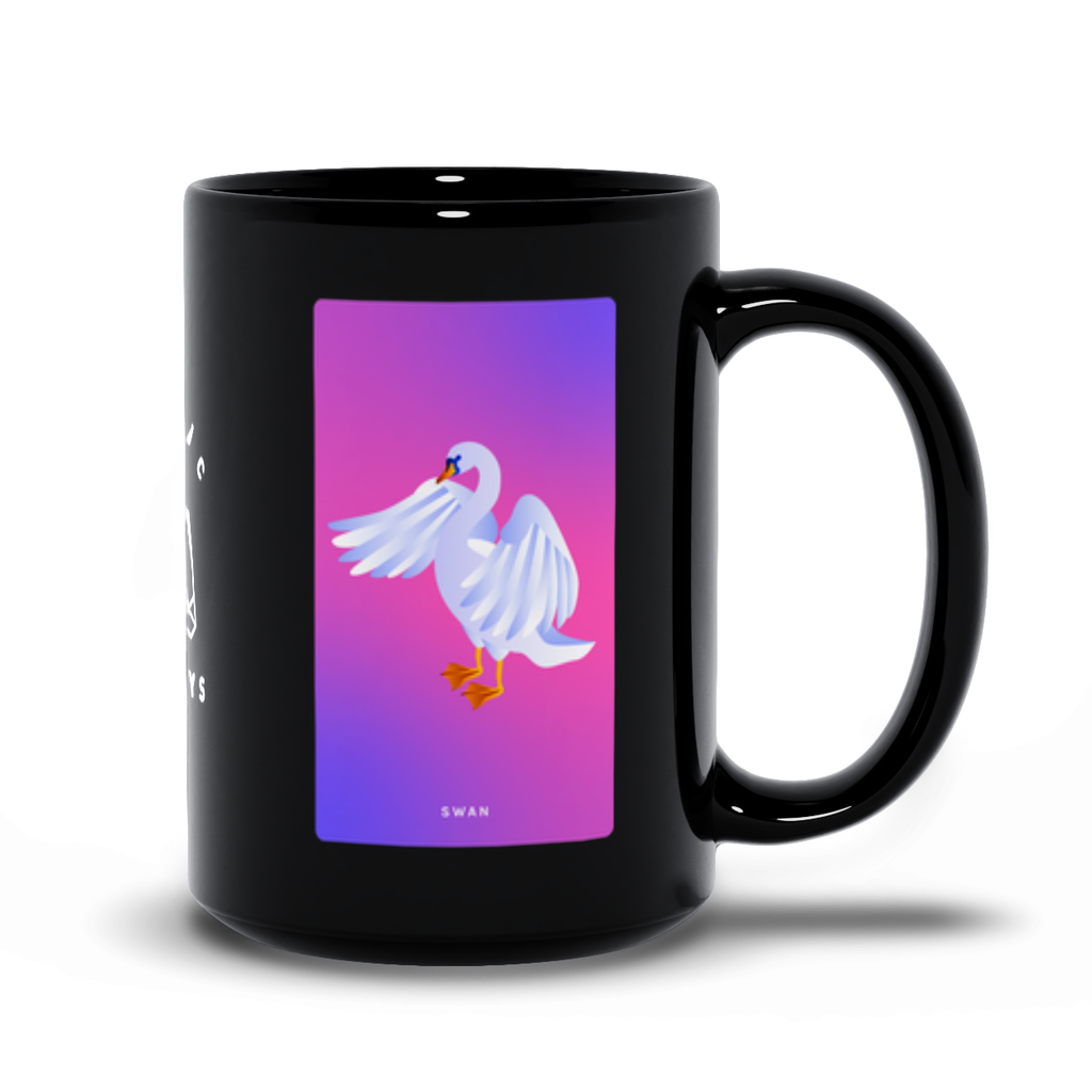 Swan Black Mug