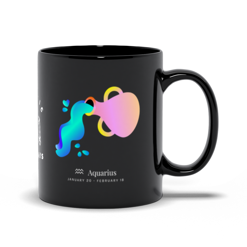 Aquarius Zodiac Black Mug