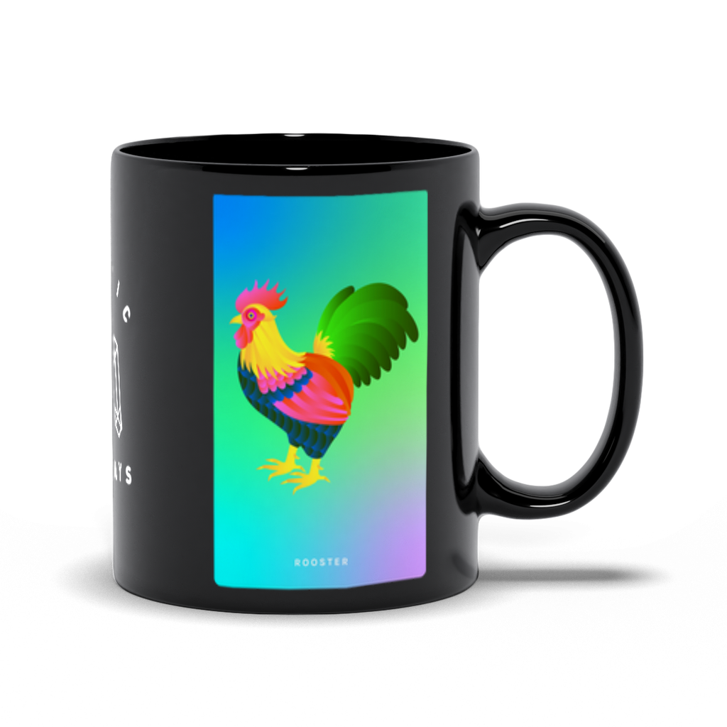 Rooster Black Mug