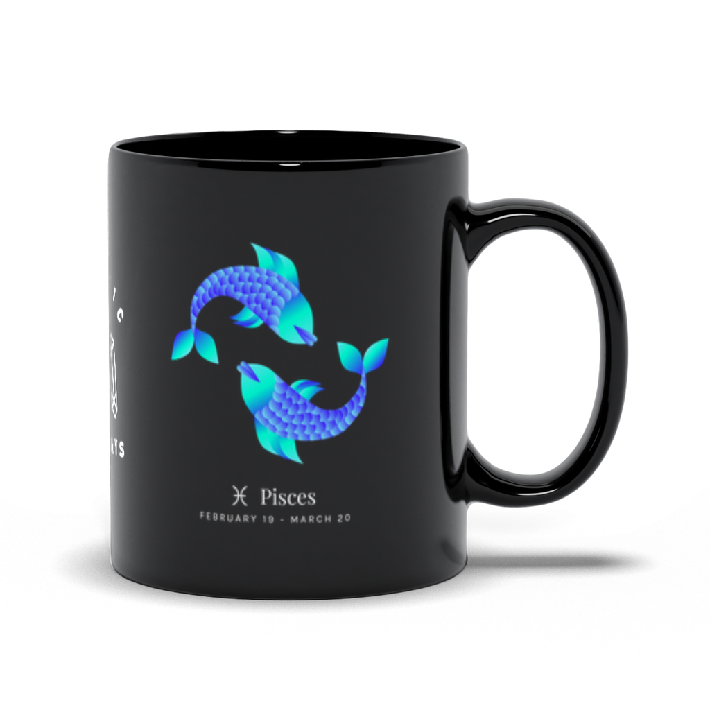 Pisces Zodiac Black Mug