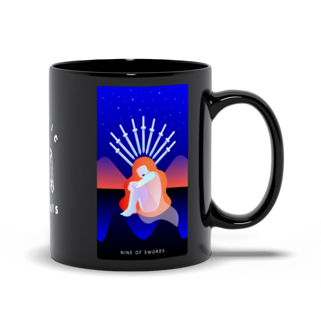 Nine of Swords Black Mug