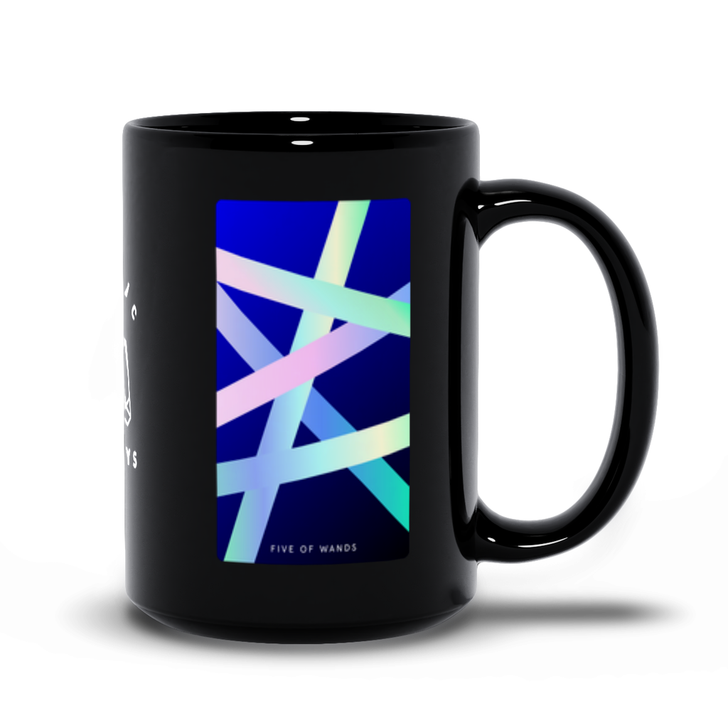 Five of Wands Black Mug