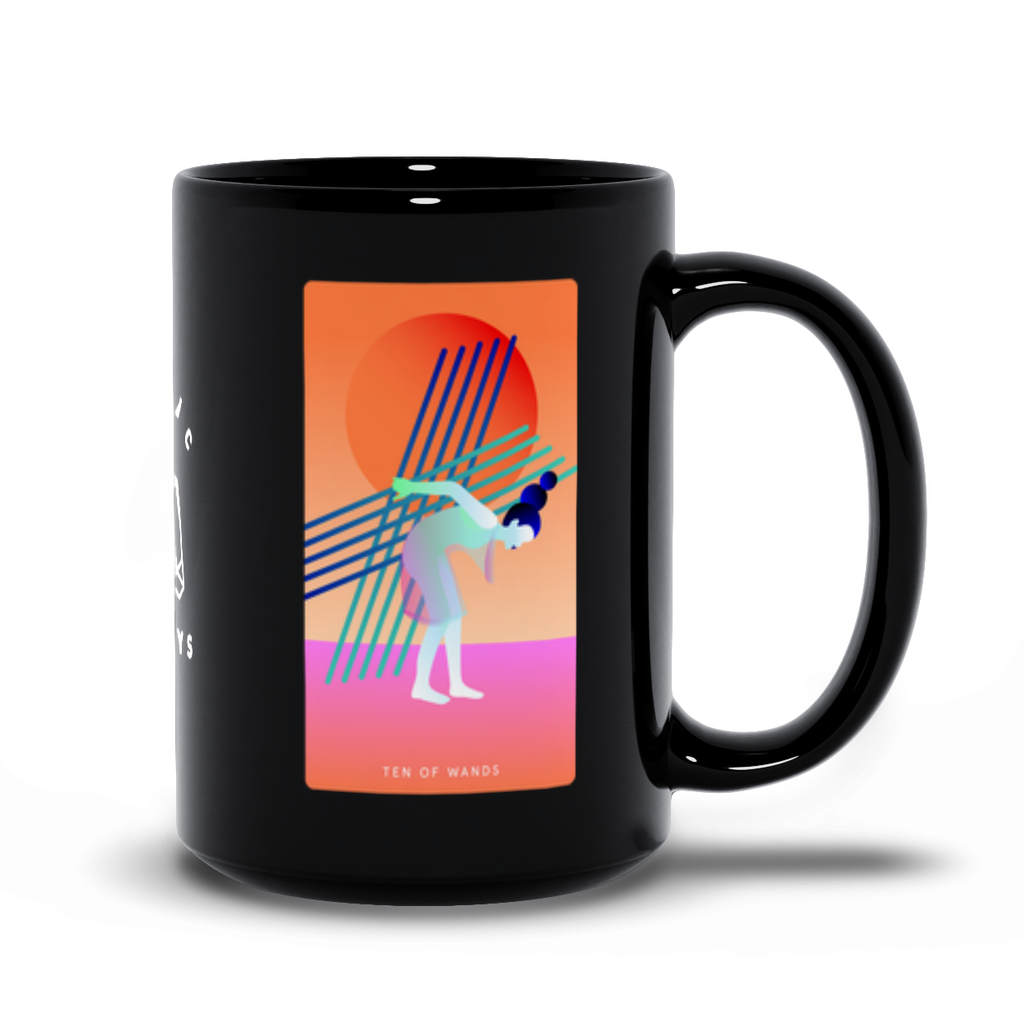 Ten of Wands Black Mug