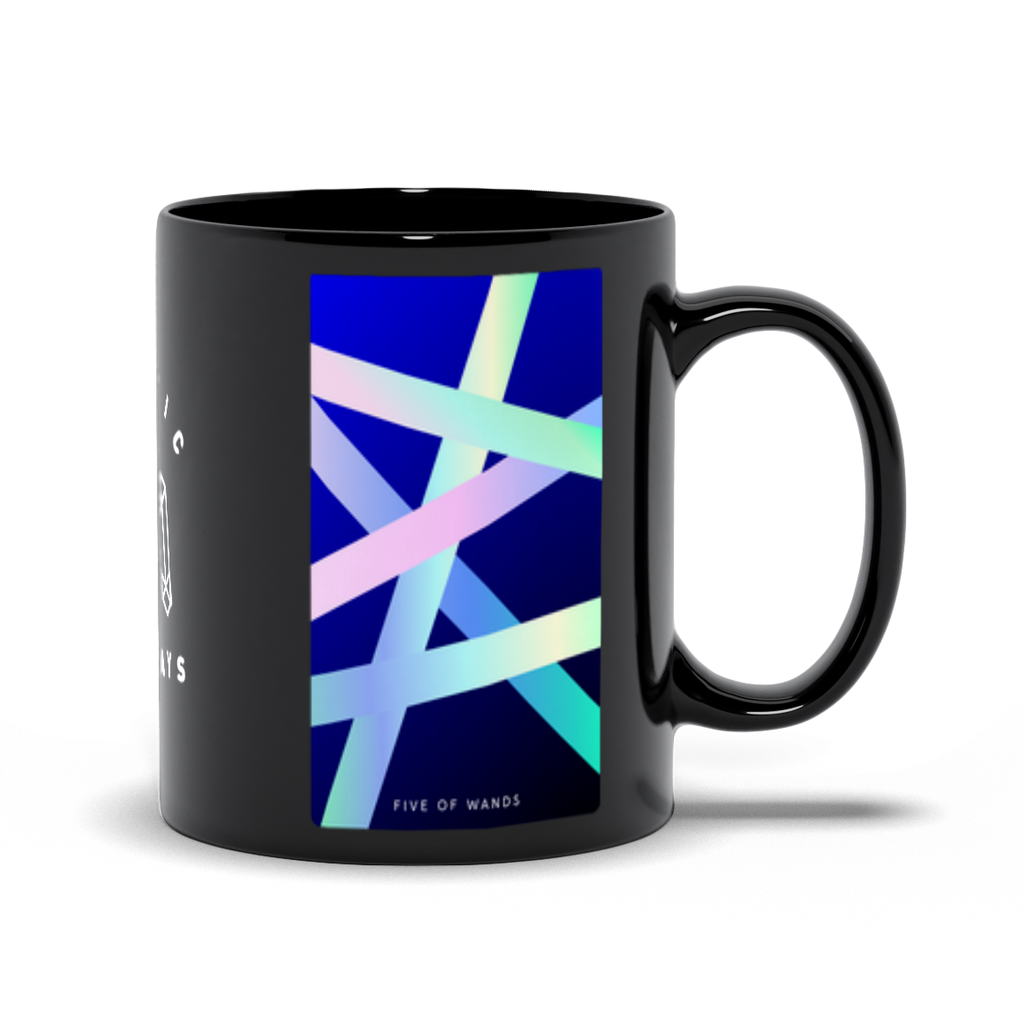 Five of Wands Black Mug
