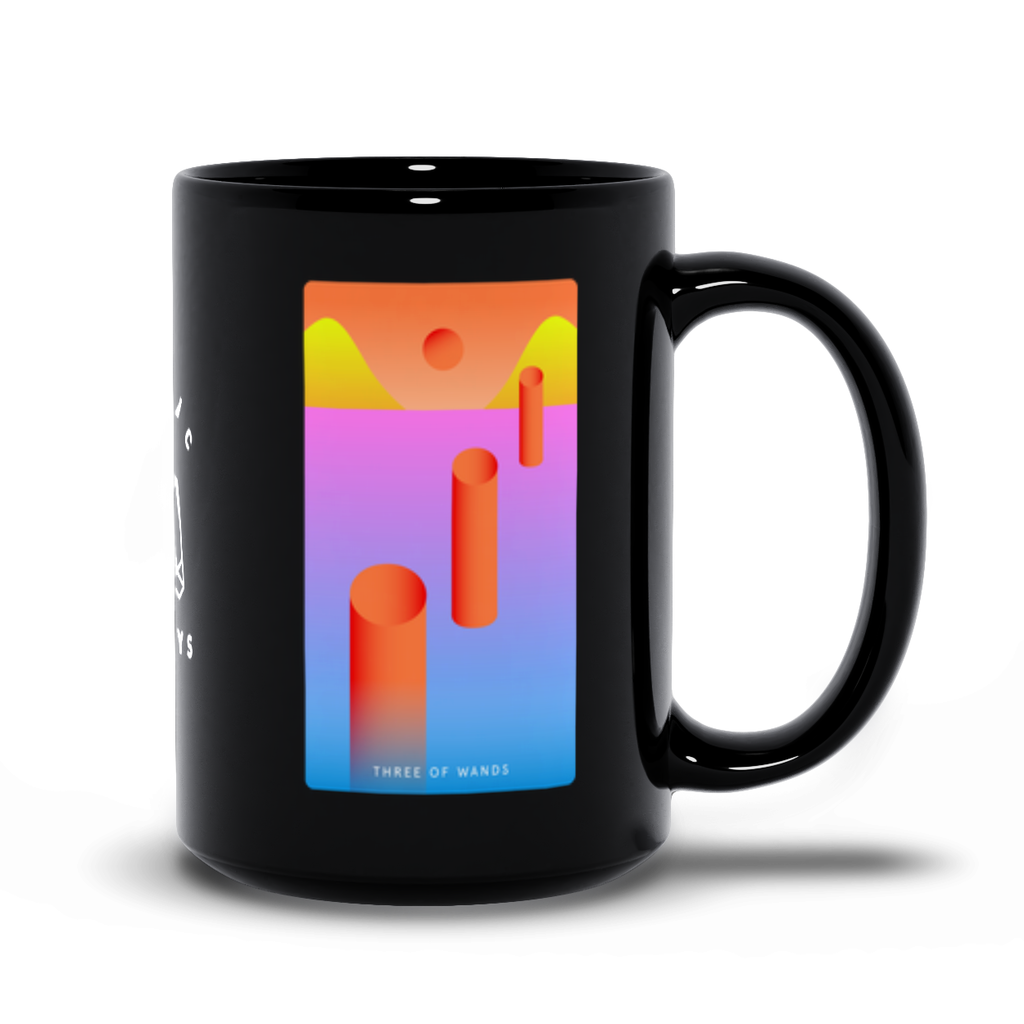 Three of Wands Black Mug