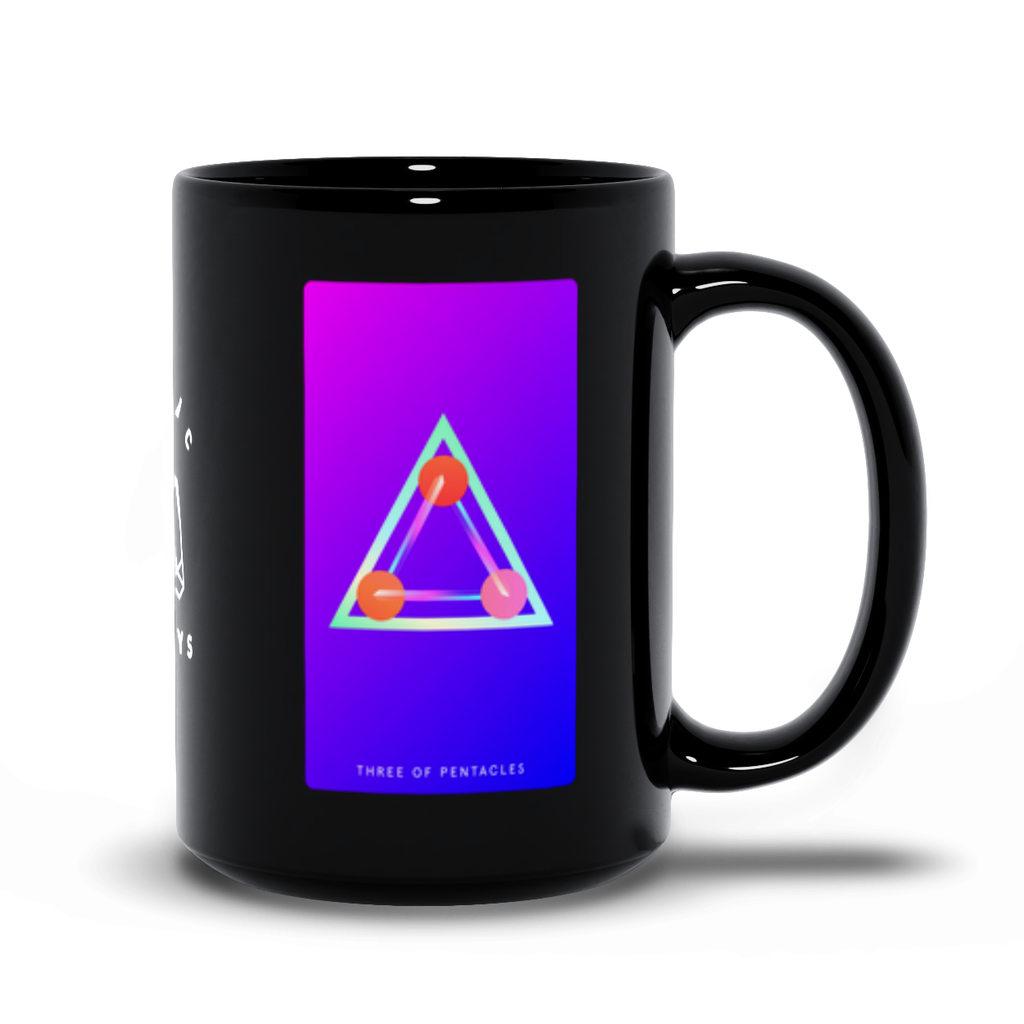 Three of Pentacles Black Mug