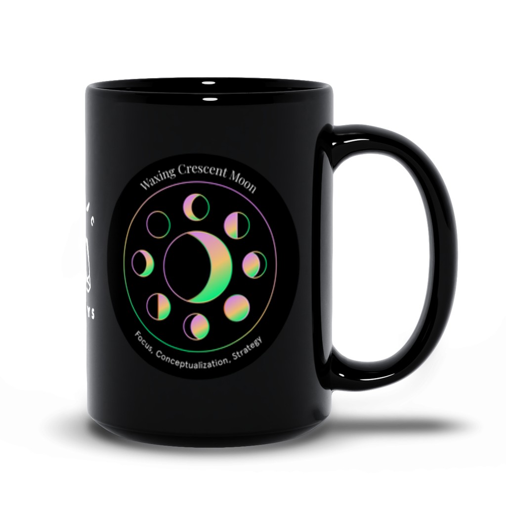 Waxing Crescent Moon Black Mug