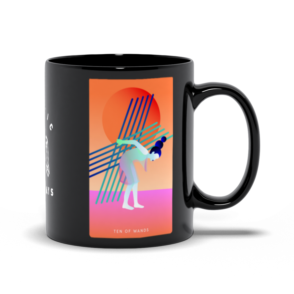 Ten of Wands Black Mug