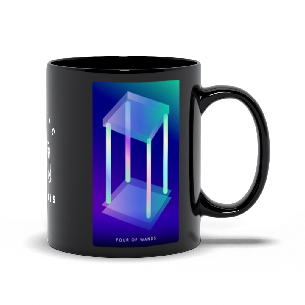 Four of Wands Black Mug