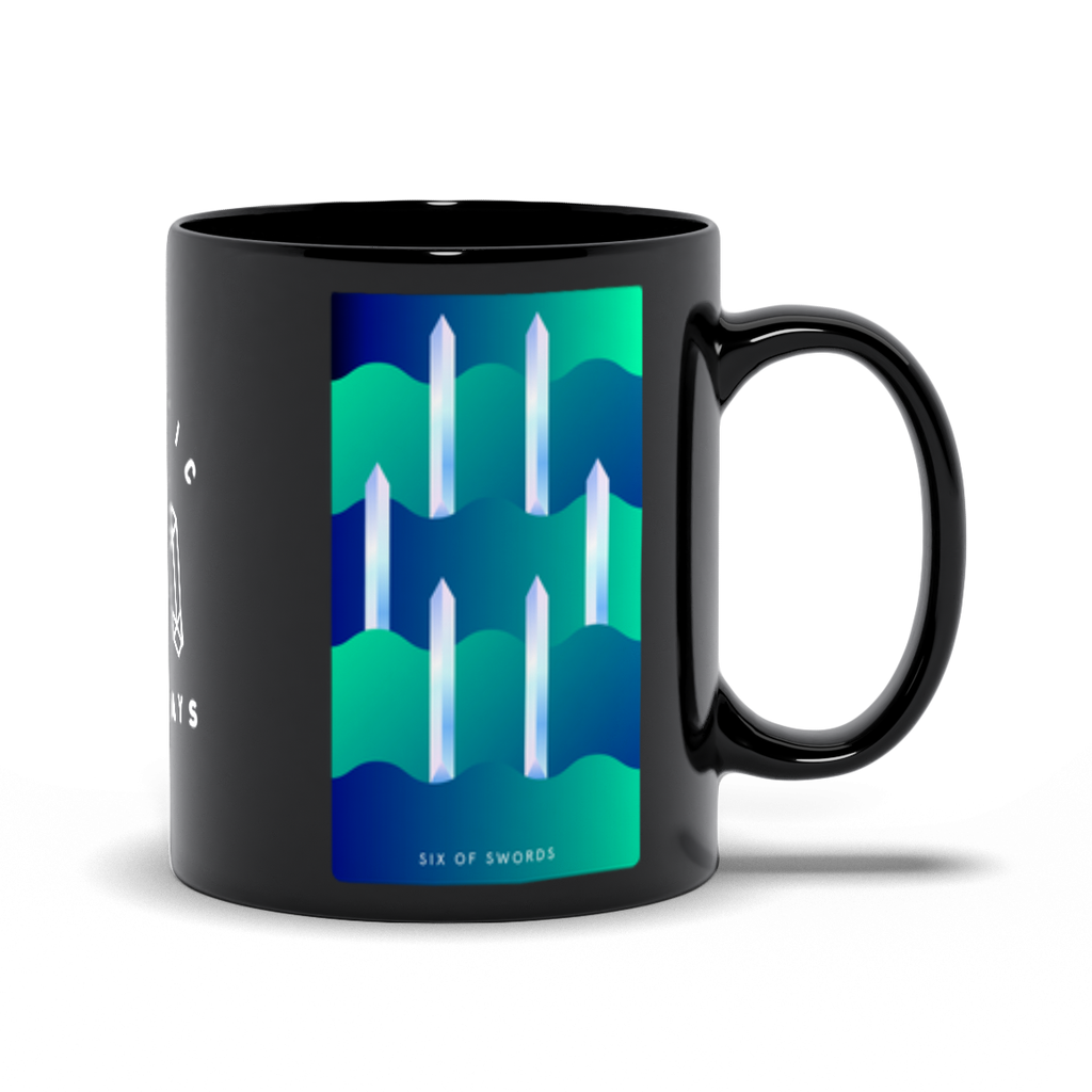 Six of Swords Black Mug