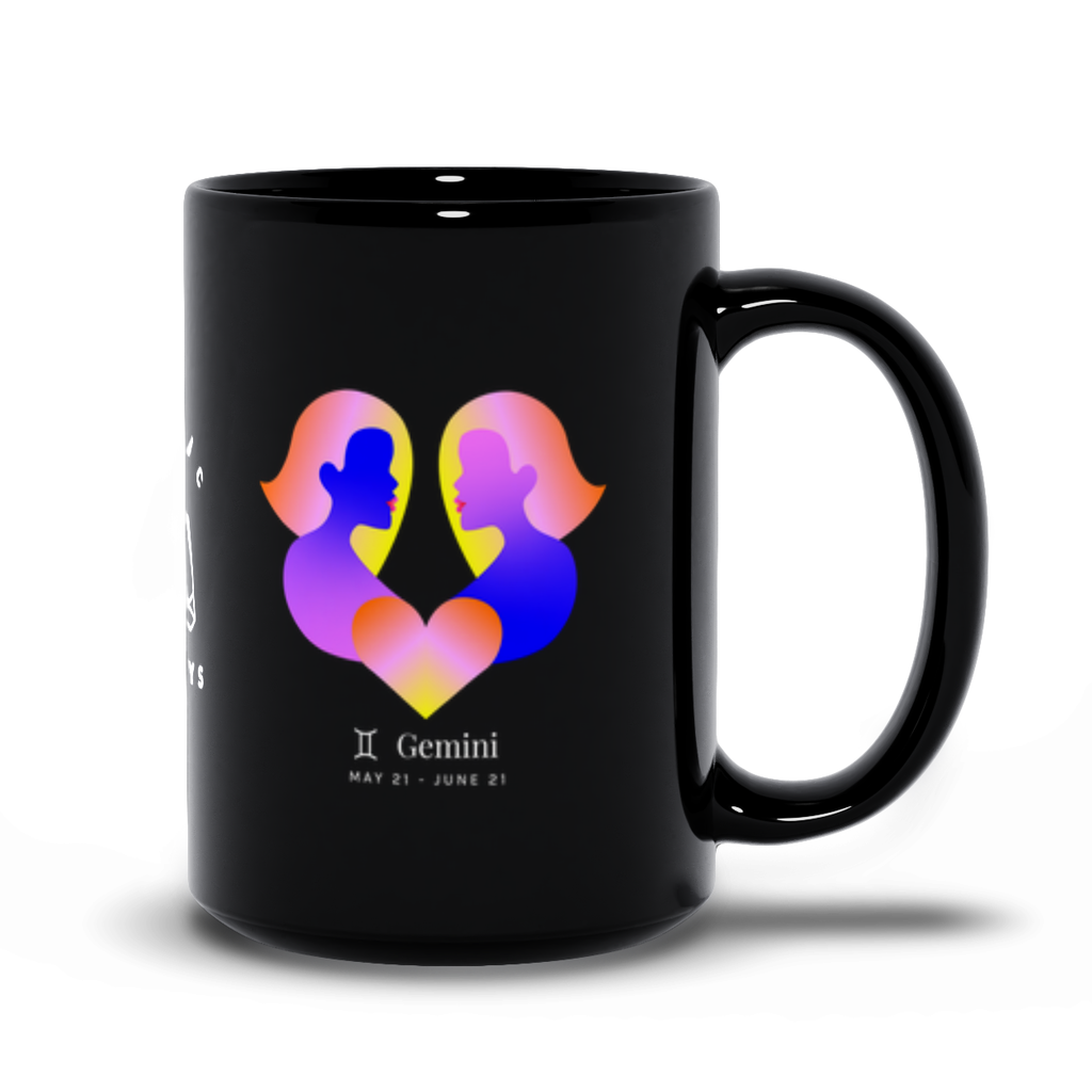 Gemini Zodiac Black Mug