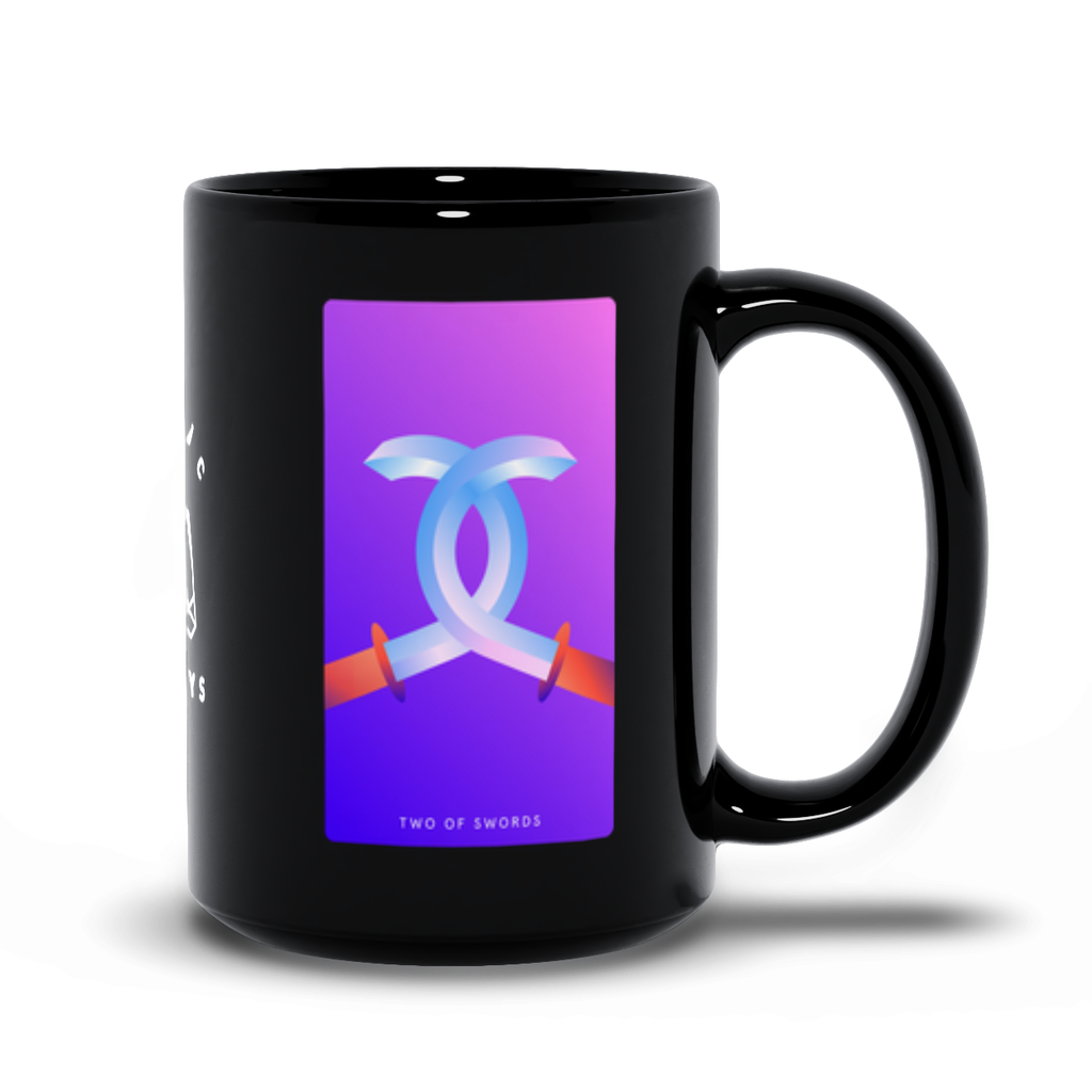 Two of Swords Black Mug