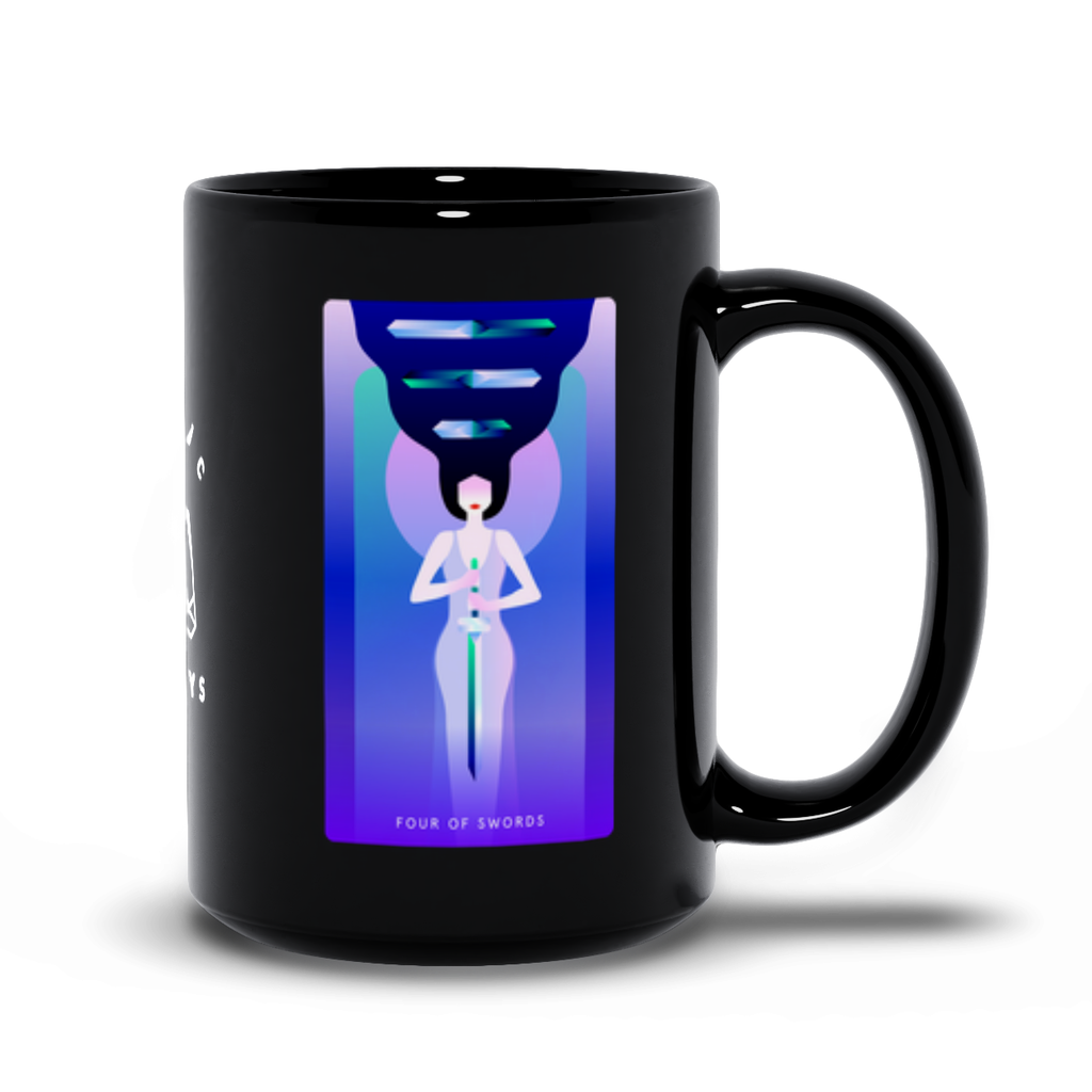 Four of Swords Black Mug