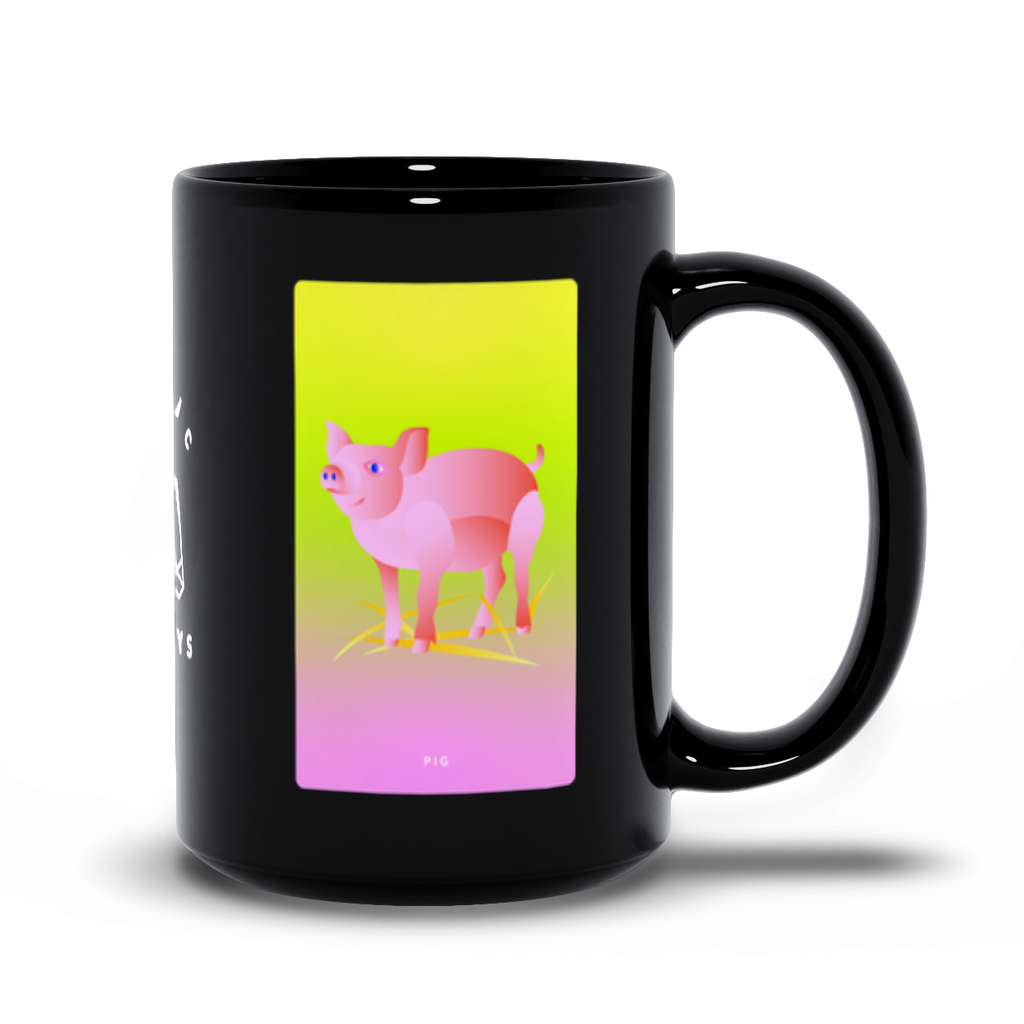 Pig Black Mug