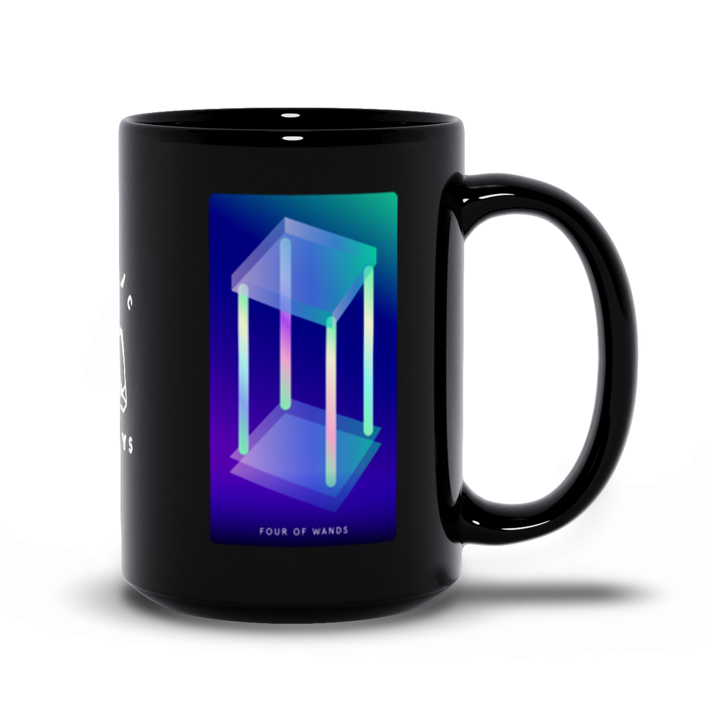 Four of Wands Black Mug