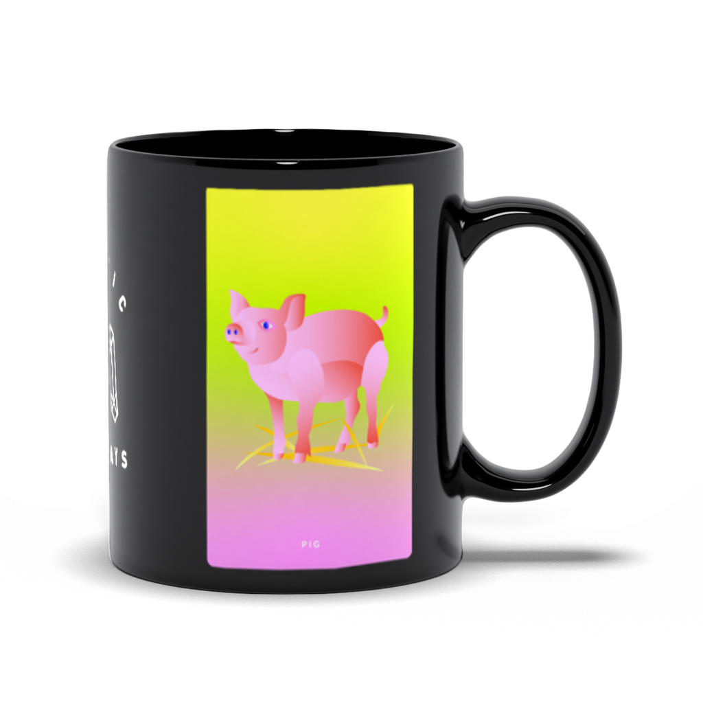 Pig Black Mug
