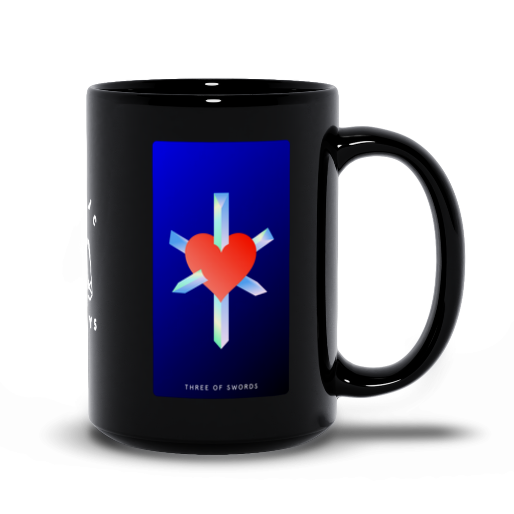 Three of Swords Black Mug