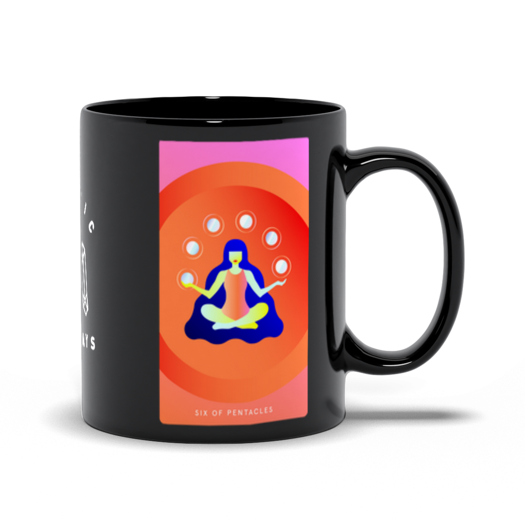 Six of Pentacles Black Mug