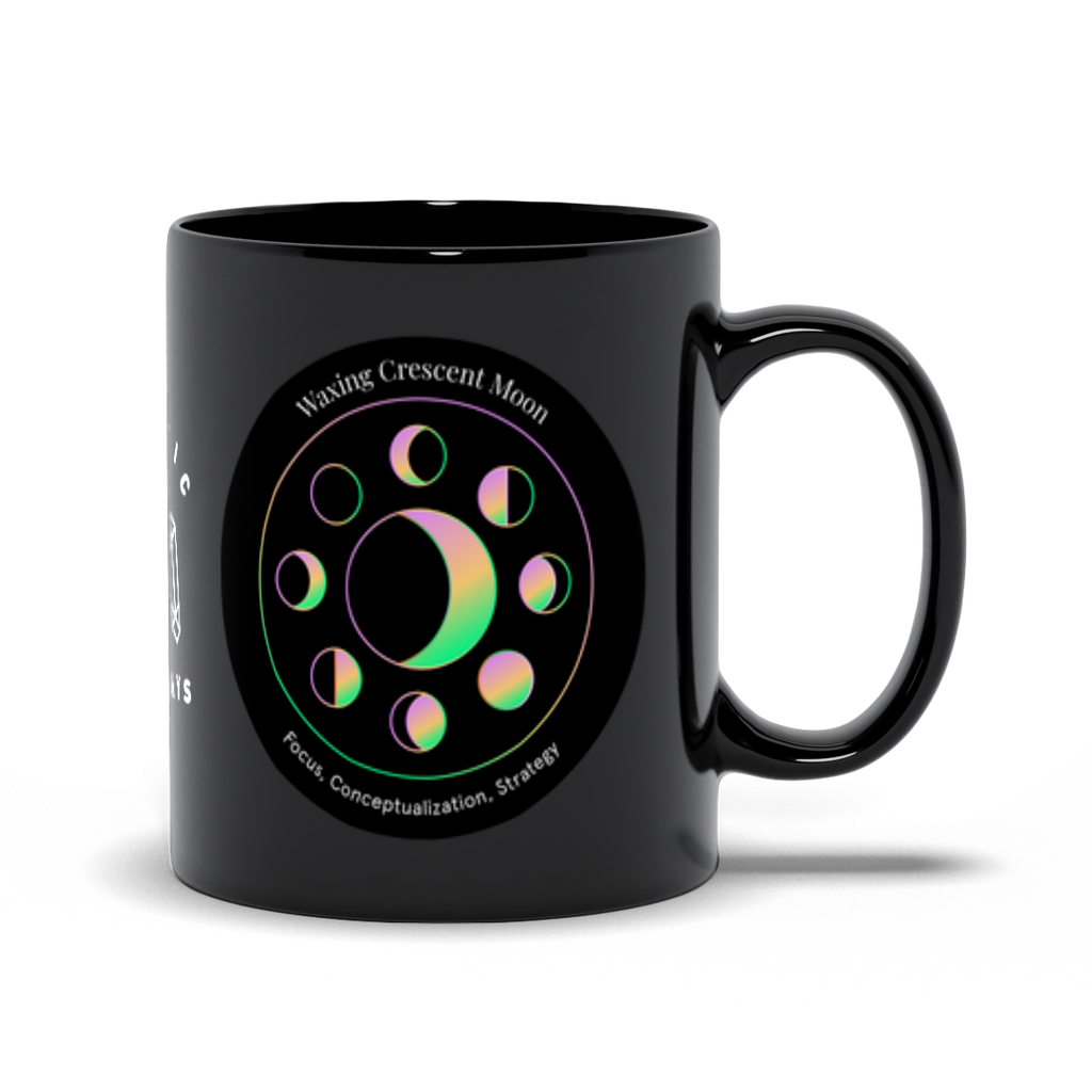 Waxing Crescent Moon Black Mug