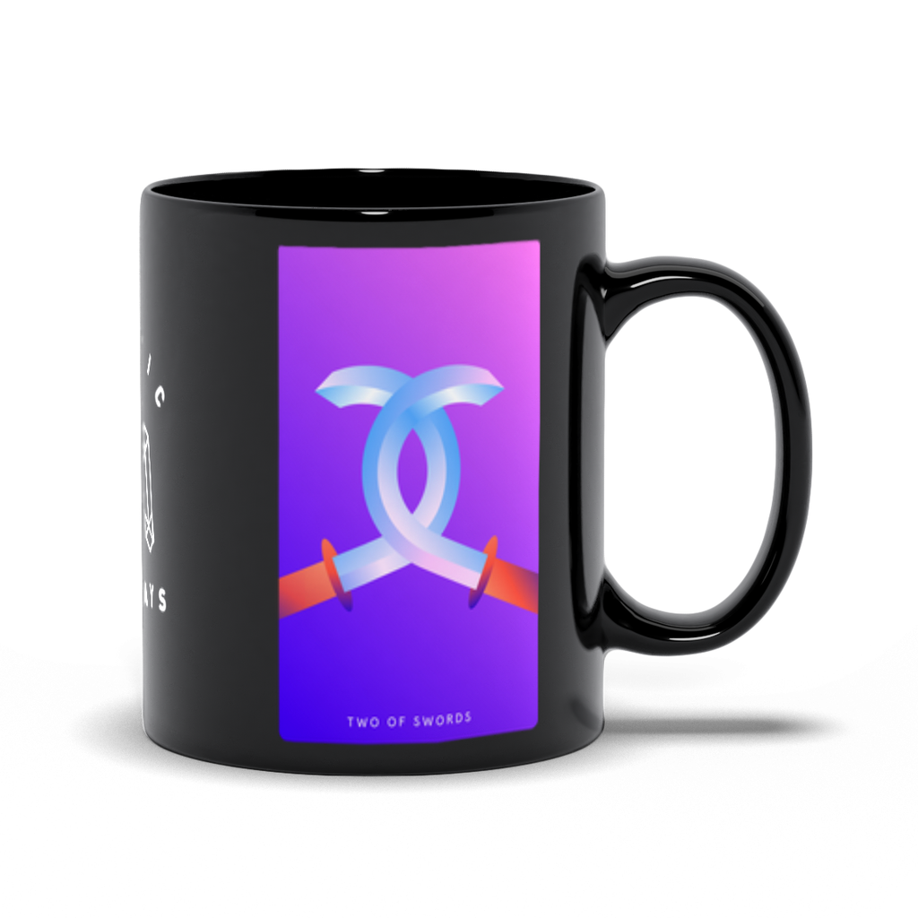 Two of Swords Black Mug