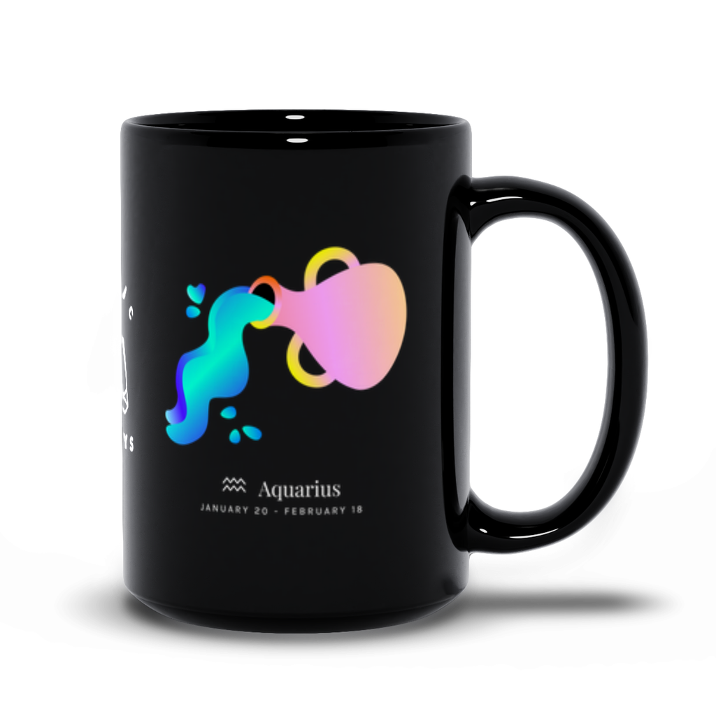 Aquarius Zodiac Black Mug