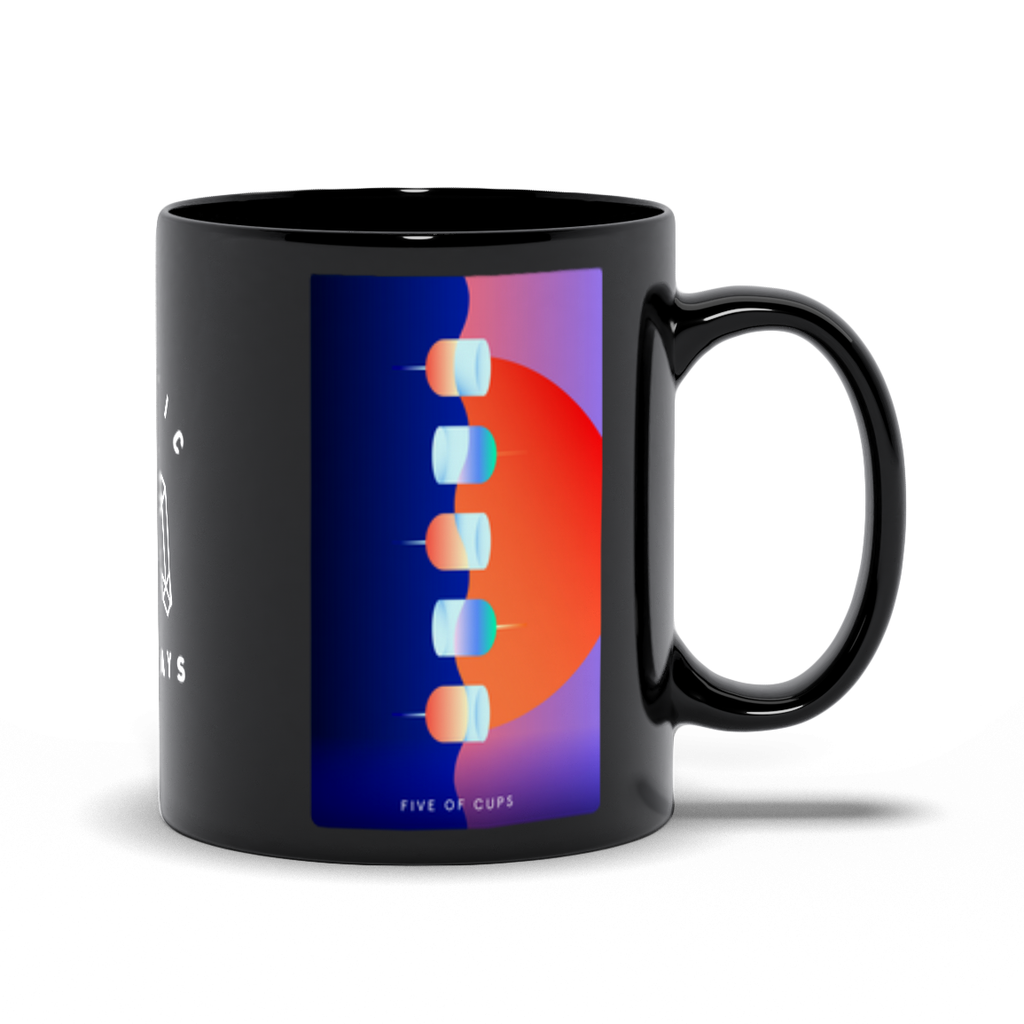 Five of Cups Black Mug