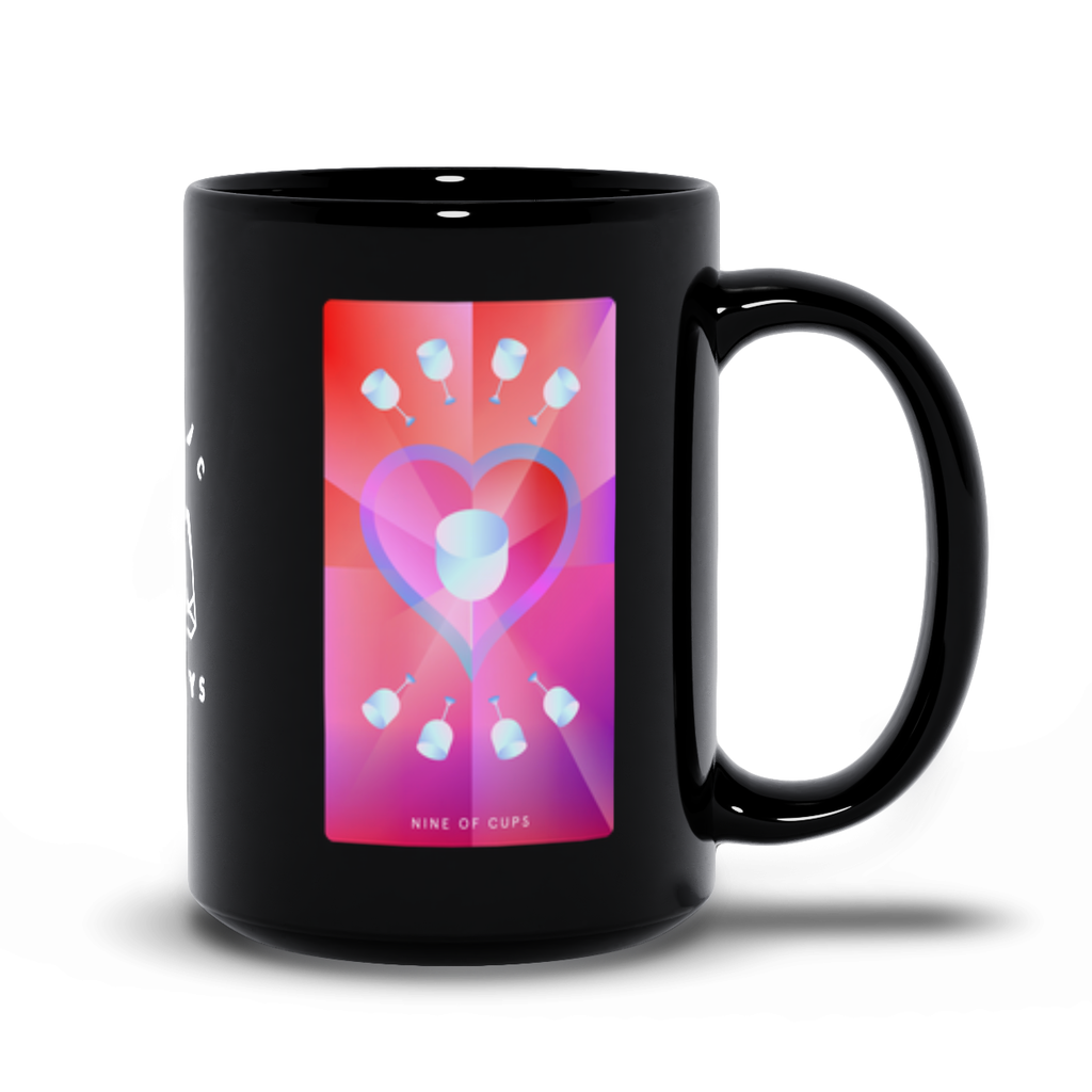 Nine of Cups Black Mug