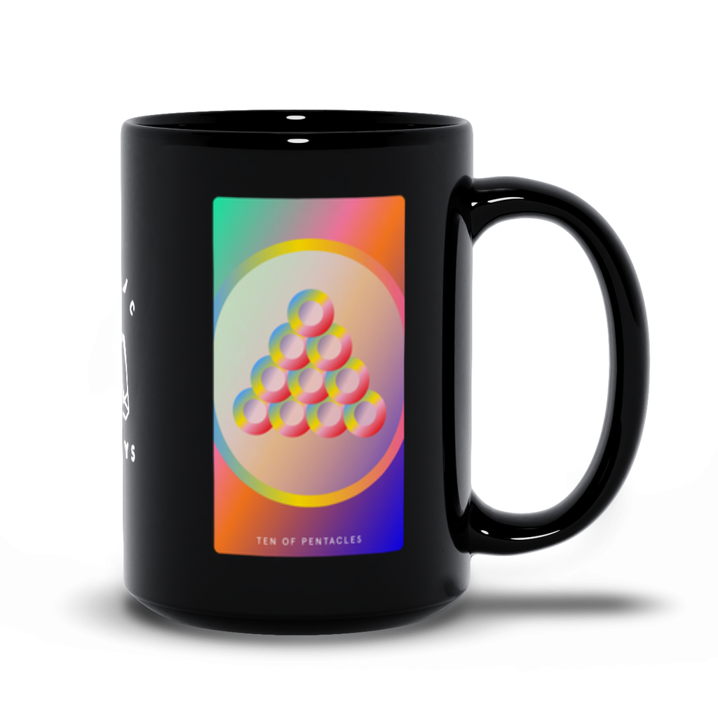 Ten of Pentacles Black Mug