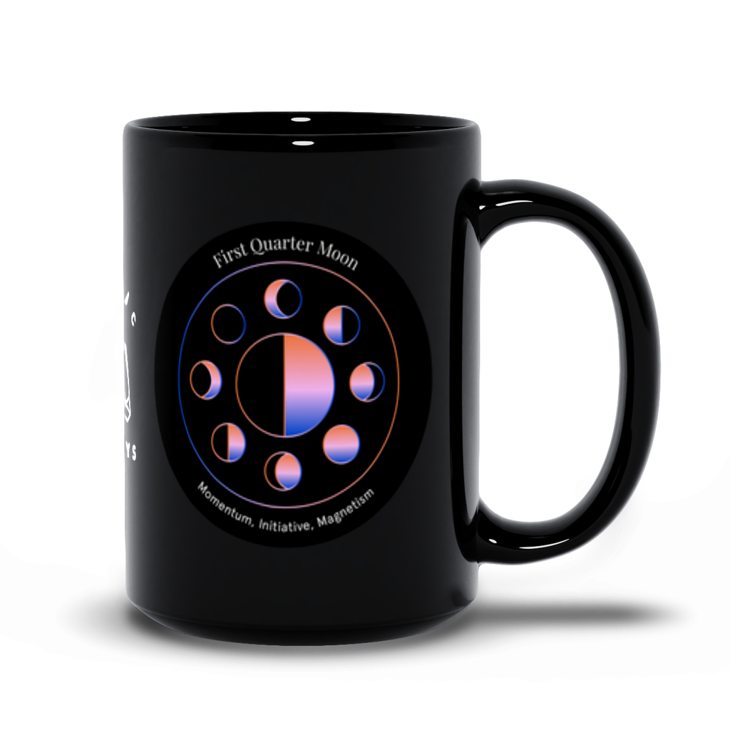 First Quarter Moon Black Mug