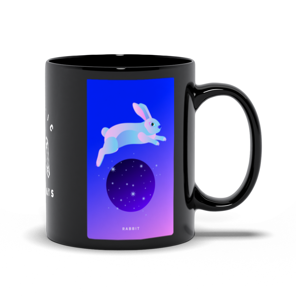 Rabbit Black Mug