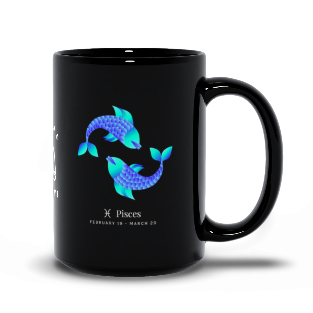 Pisces Zodiac Black Mug
