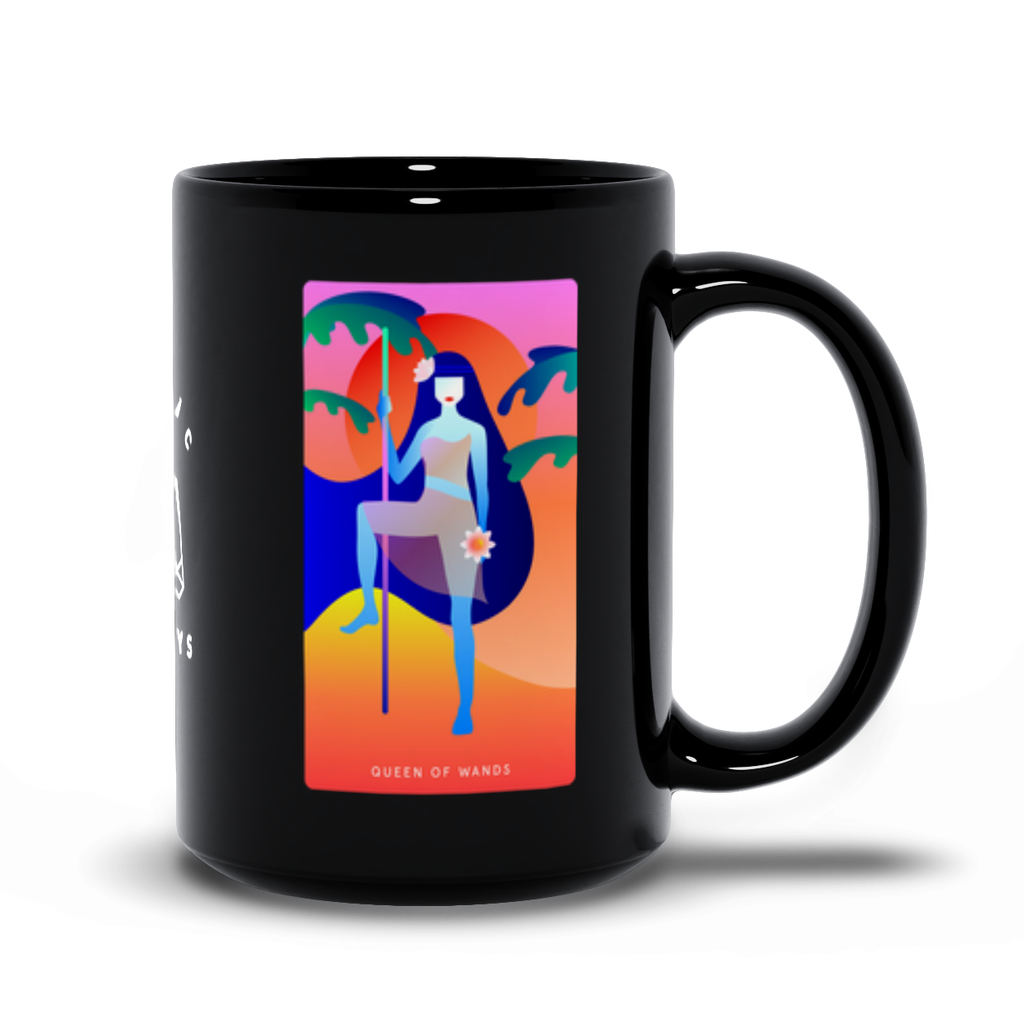 Queen of Wands Black Mug