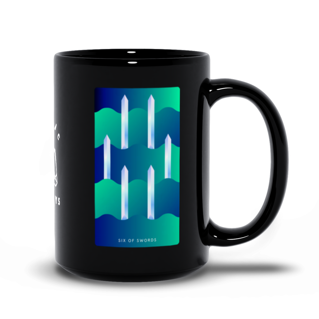 Six of Swords Black Mug