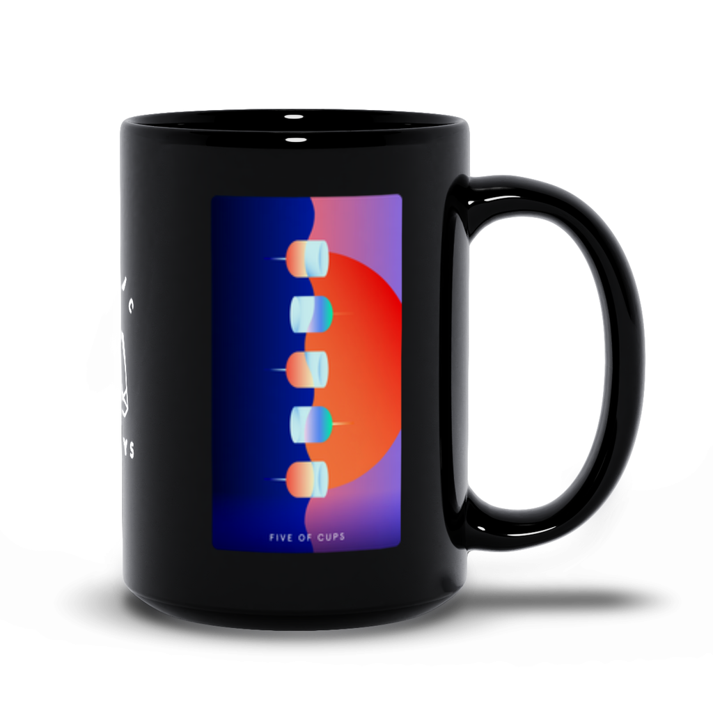Five of Cups Black Mug