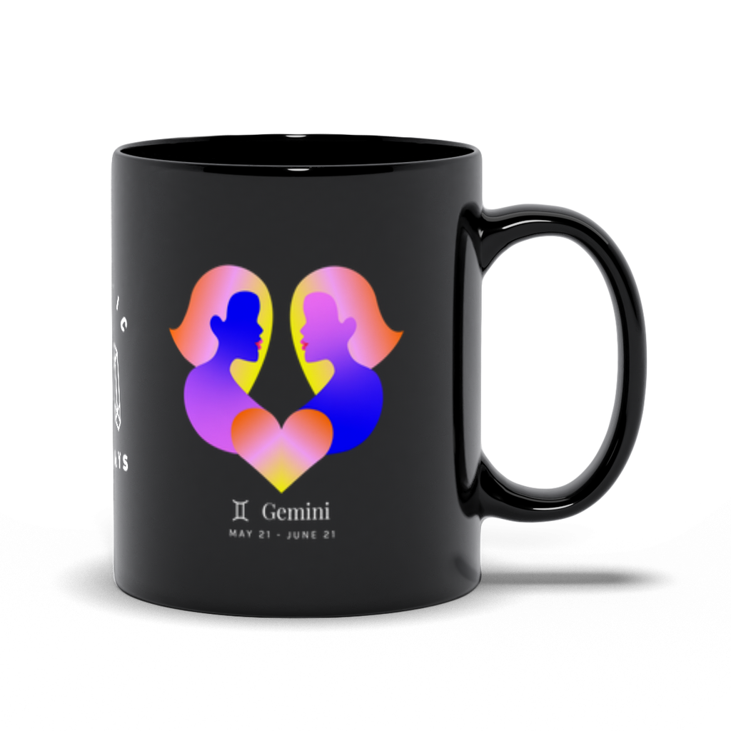 Gemini Zodiac Black Mug