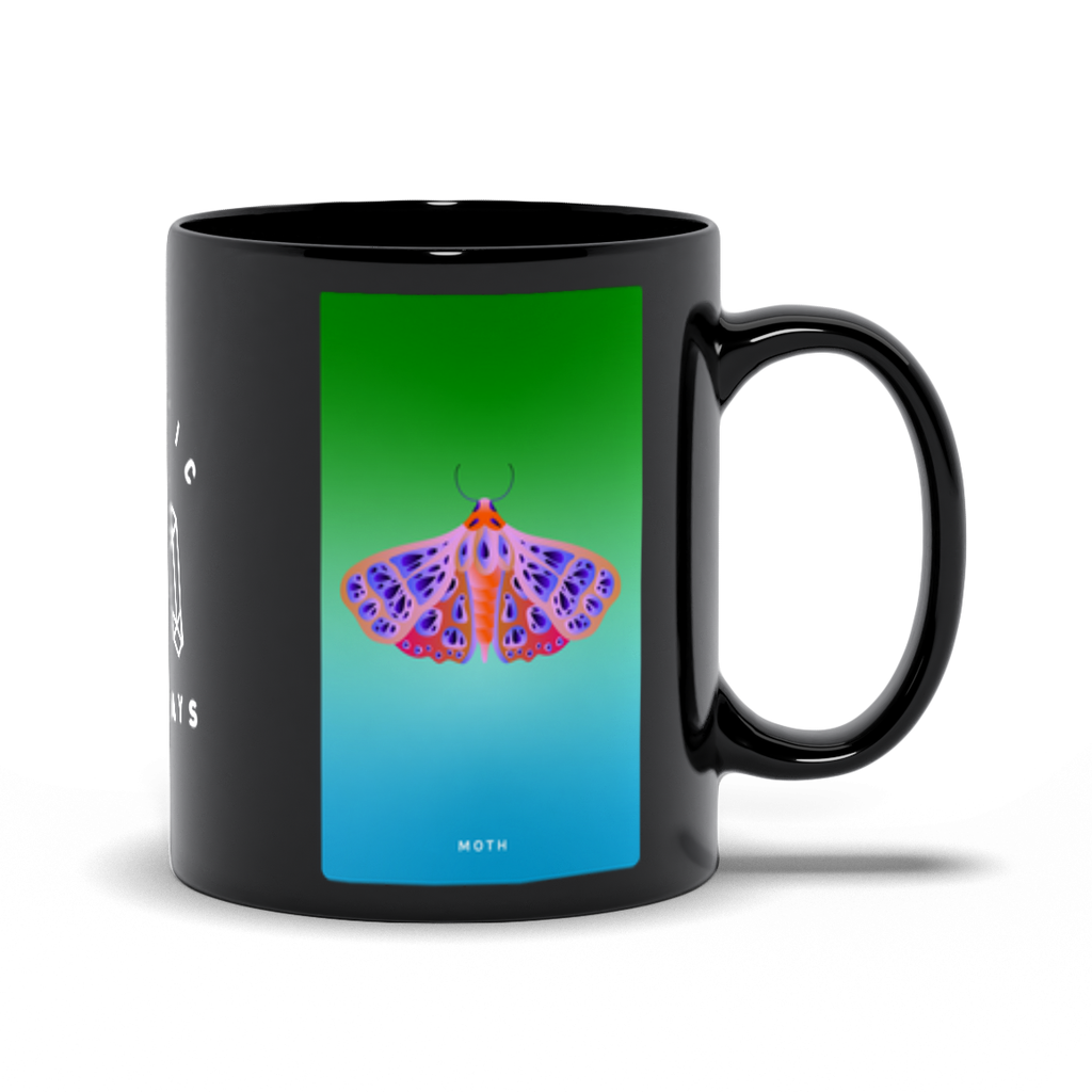 Moth Black Mug