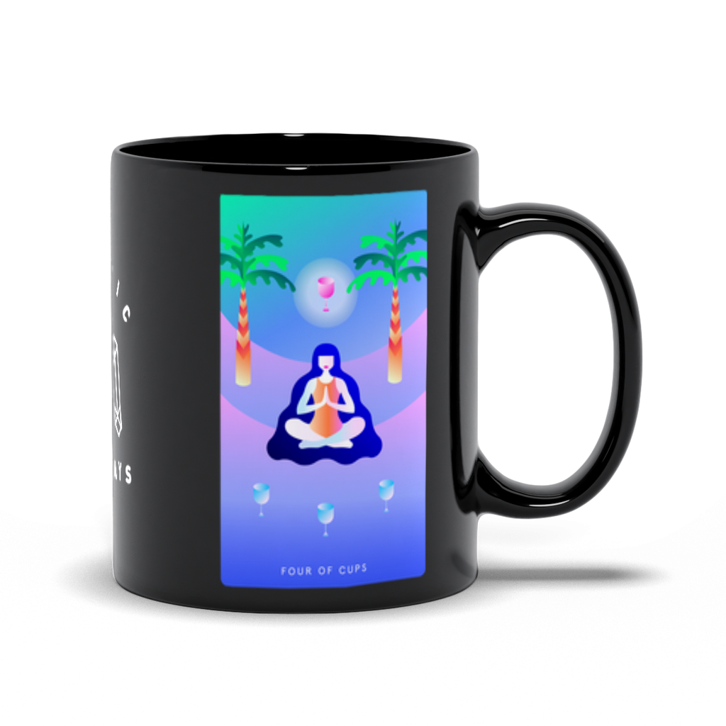 Four of Cups Black Mug