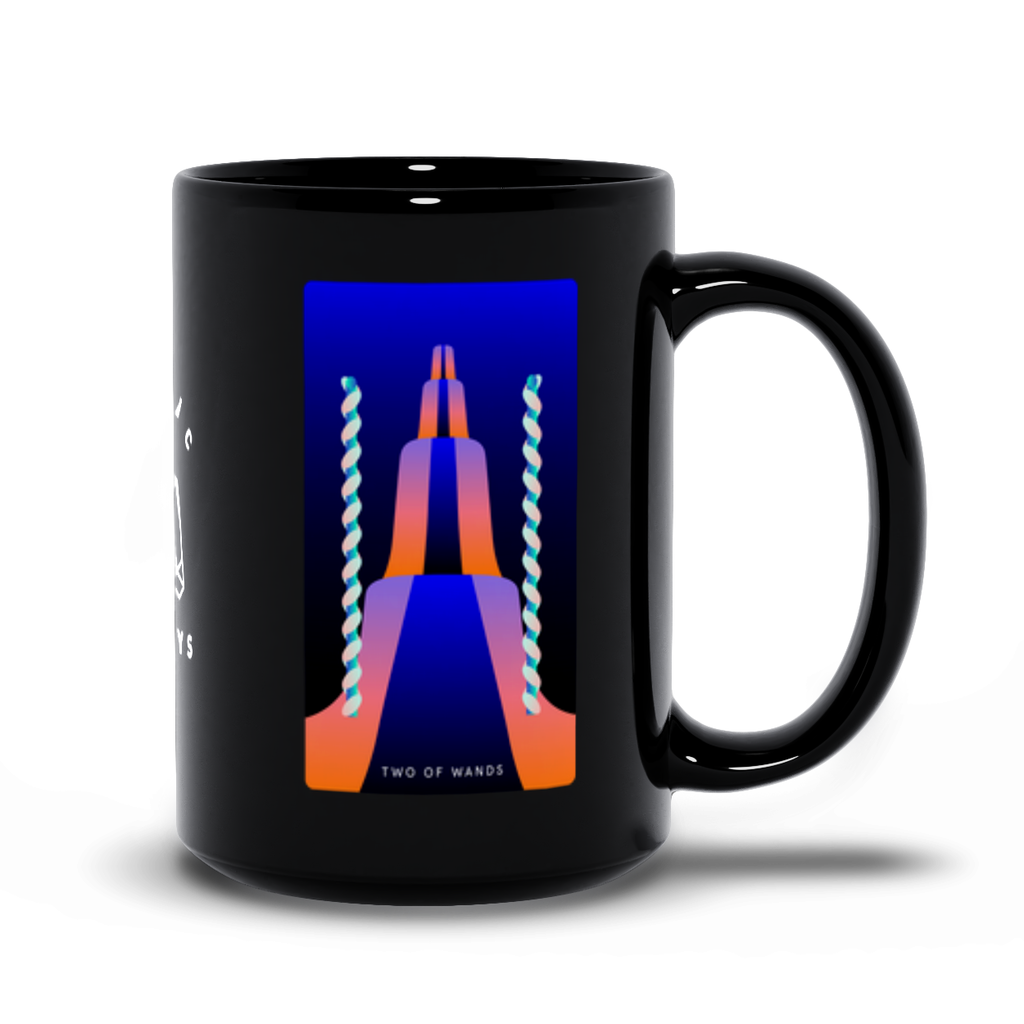 Two of Wands Black Mug