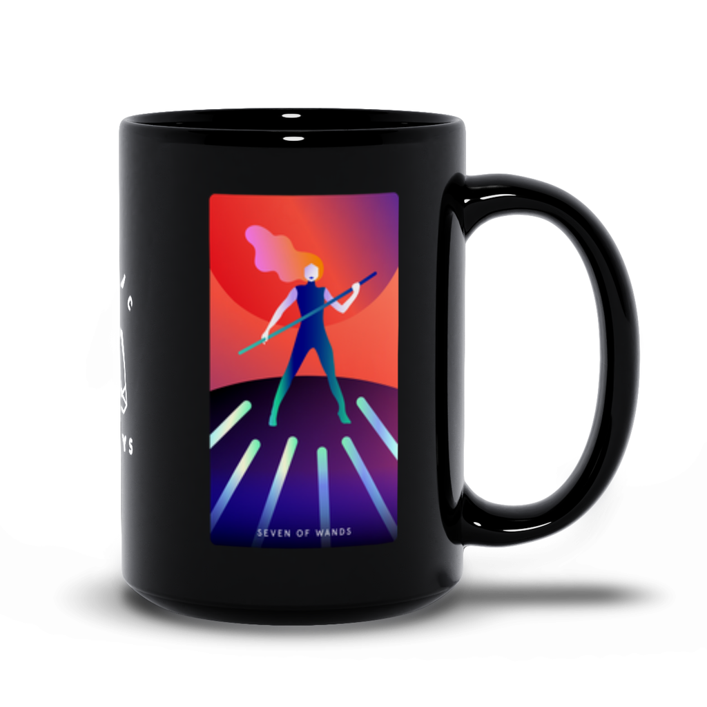 Seven of Wands Black Mug