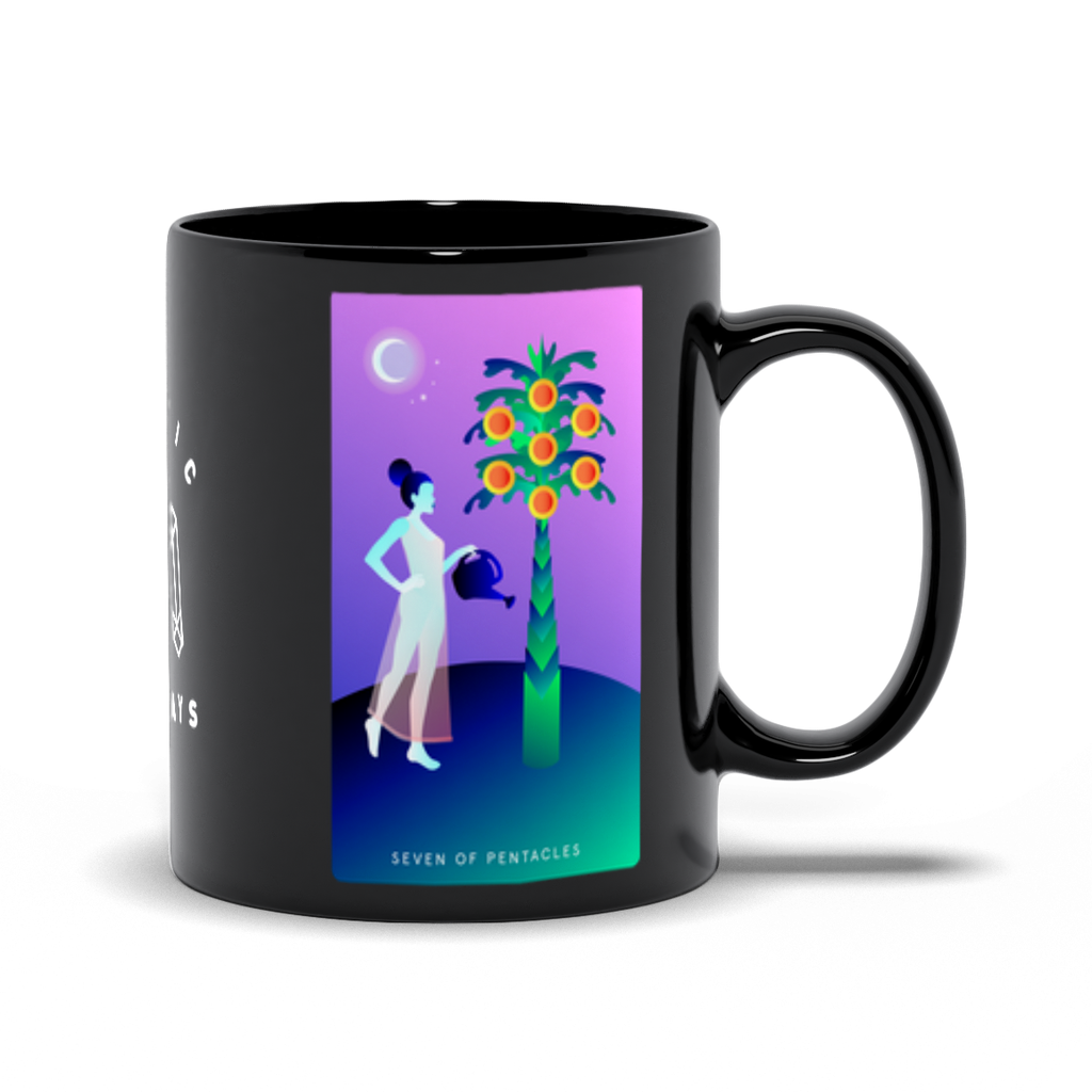 Seven of Pentacles Black Mug