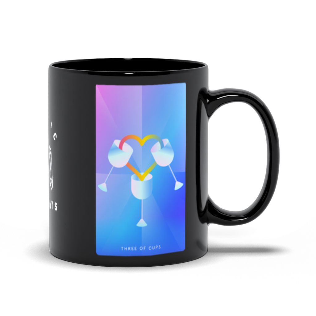 Three of Cups Black Mug