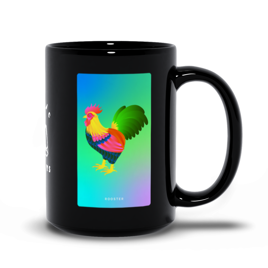 Rooster Black Mug