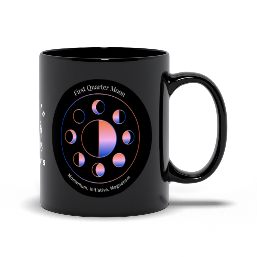 First Quarter Moon Black Mug
